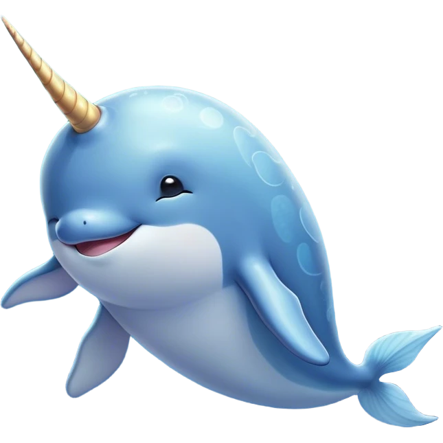 Beautiful and Majestic Cute Narwhal Portrait Emoji, Head and body rendered in serene repose with a gentle, radiant smile, showcasing a streamlined, graceful form adorned with a luminous spiraled tusk and peacefully closed eyes, Simplified yet exquisitely endearing features, highly detailed, glowing with a soft, majestic ocean light, high shine, serene and utterly enchanting, stylized with an air of magical marine splendor, soft glowing outline, capturing the essence of a beautiful and majestic cute narwhal that embodies the quiet wonder of the deep blue! emoji