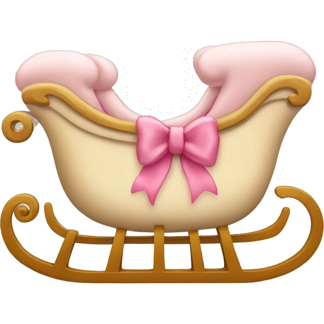 Beige sleigh with pink bows in fetal emoji