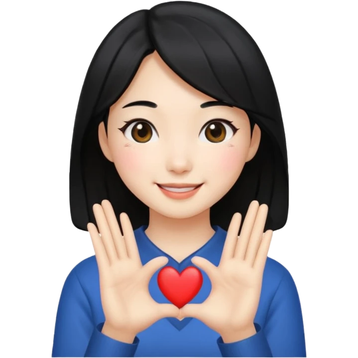 Smiling girl doing the Korean heart emoji
