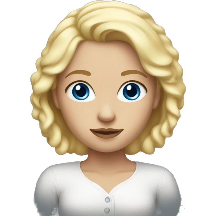 Blonde female, blue eyes, large forehead emoji