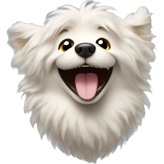 A fluffy dog laughing emoji