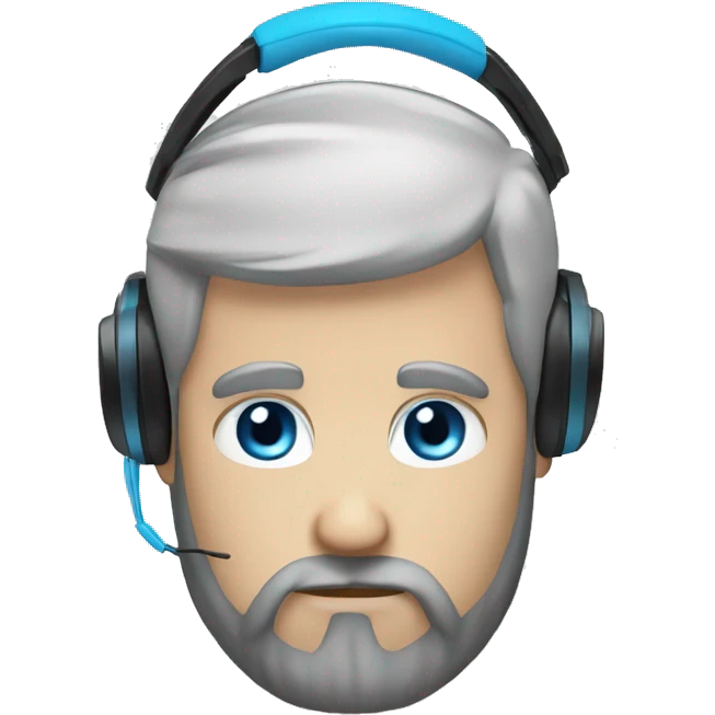 A white Man, whith Black beard, have headphones,blue eyes, frost, chibi emoji