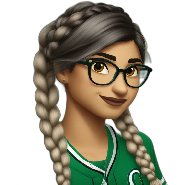 Mia Khalifa slytherin baseball tshirt braid emoji