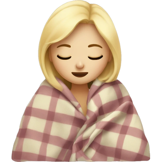 sleepy blonde girl with a blanket emoji