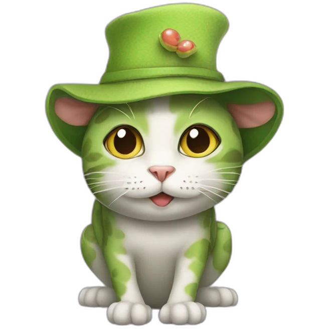 Cat in a frog hat emoji