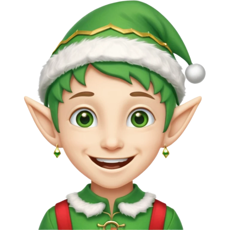 duende navideño con una sonrisa amplia y brackets emoji