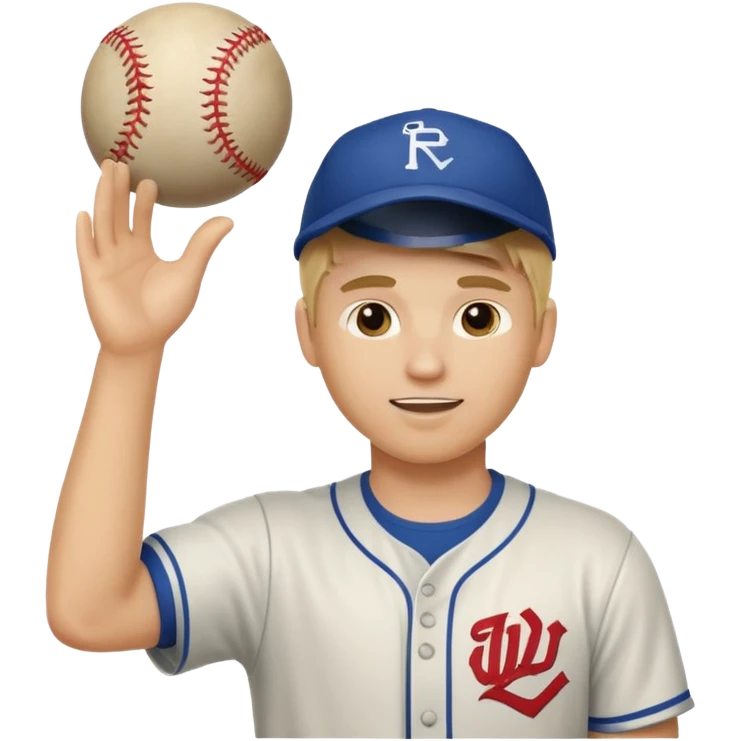 Blonde College guy holding up a baseball emoji