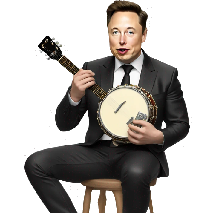 Elon musk eating icecream and playing banjo emoji