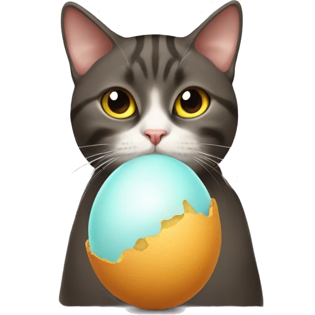 A cat with an egg in its mouth emoji