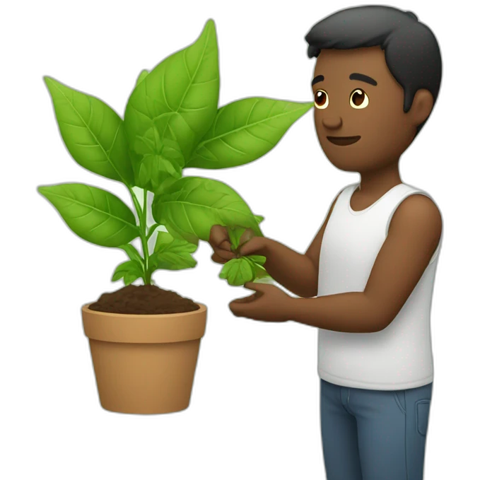 man stroking a plant emoji