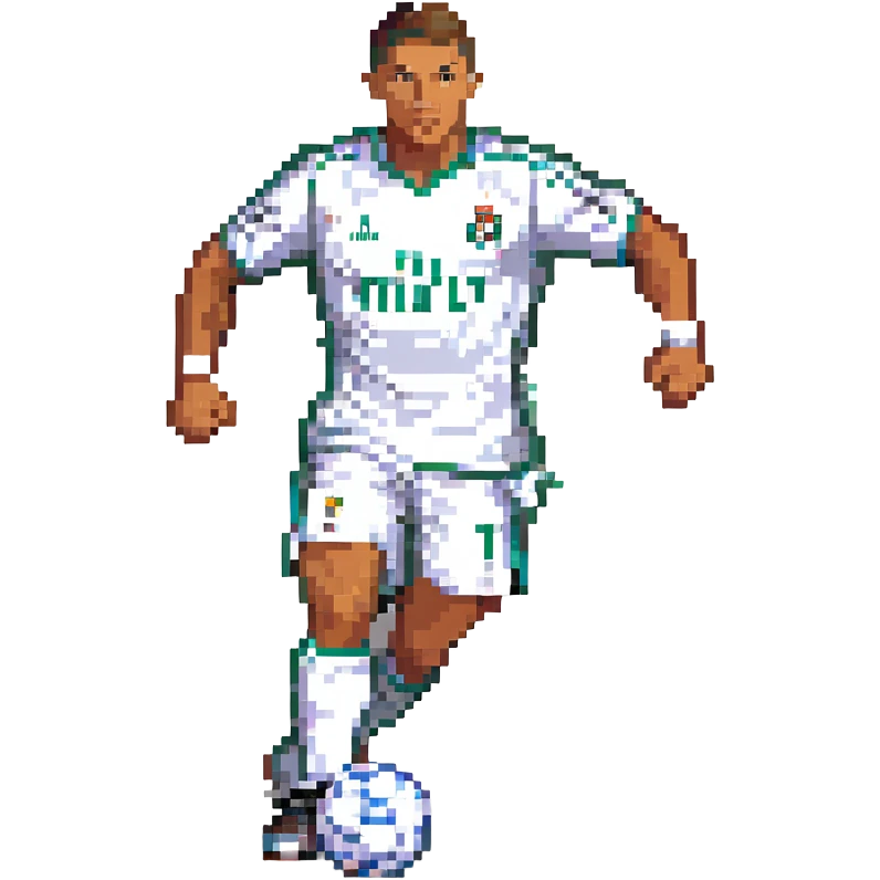 Ronaldo in the style of pixel art, action pose emoji