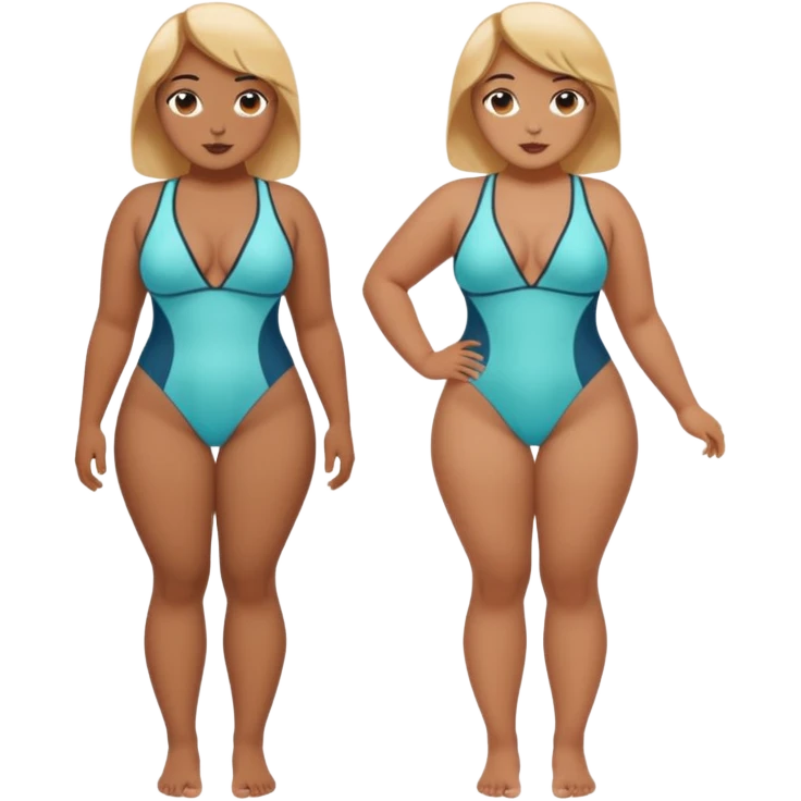 cute slim-thicc femboi in a stylish swimsuit, full body, curvy slim, hourglass body, striking a pose emoji