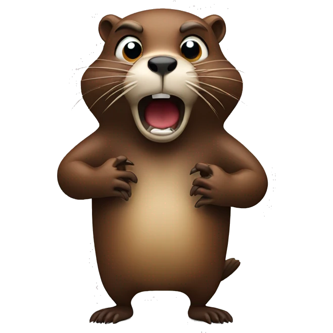 Scared beaver with hands near the mouth emoji