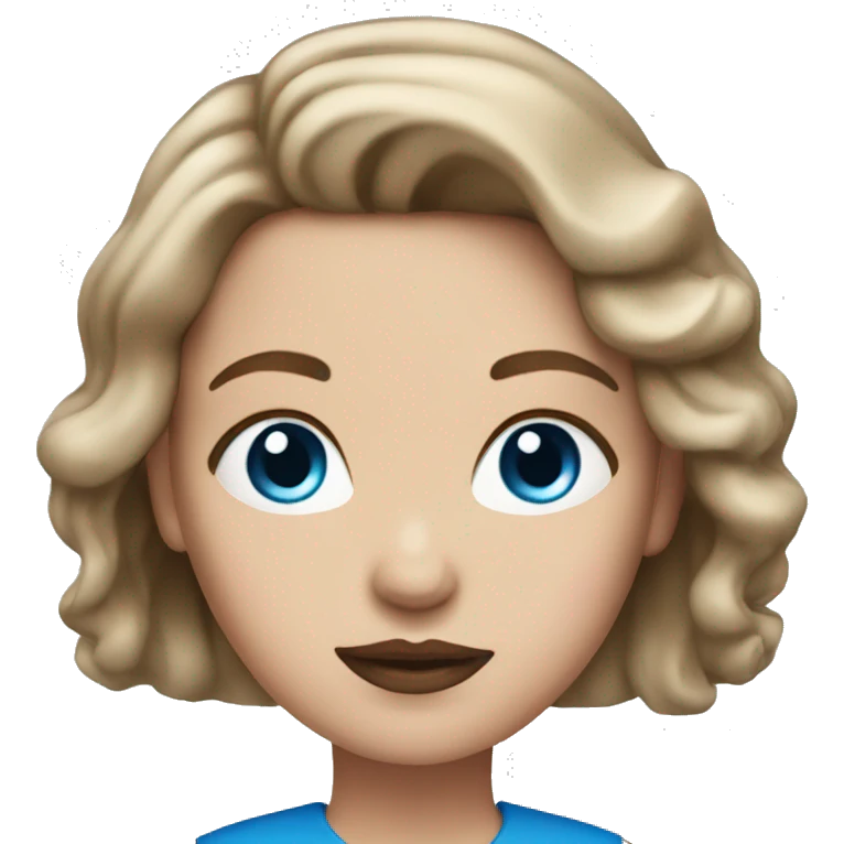 A white women with brown hair blue eyes and pink lips emoji