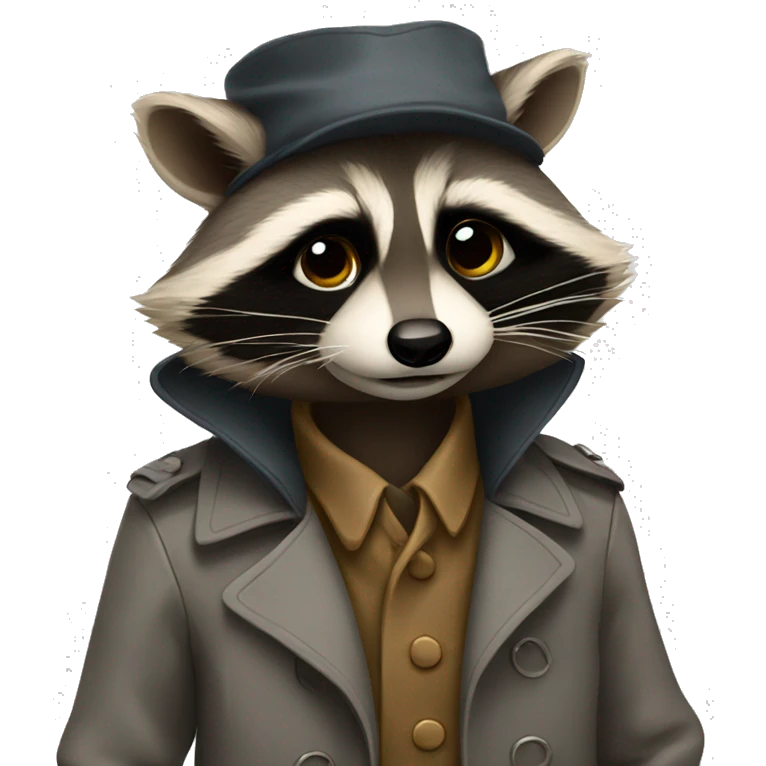 Raccoon wearing trench coat  emoji