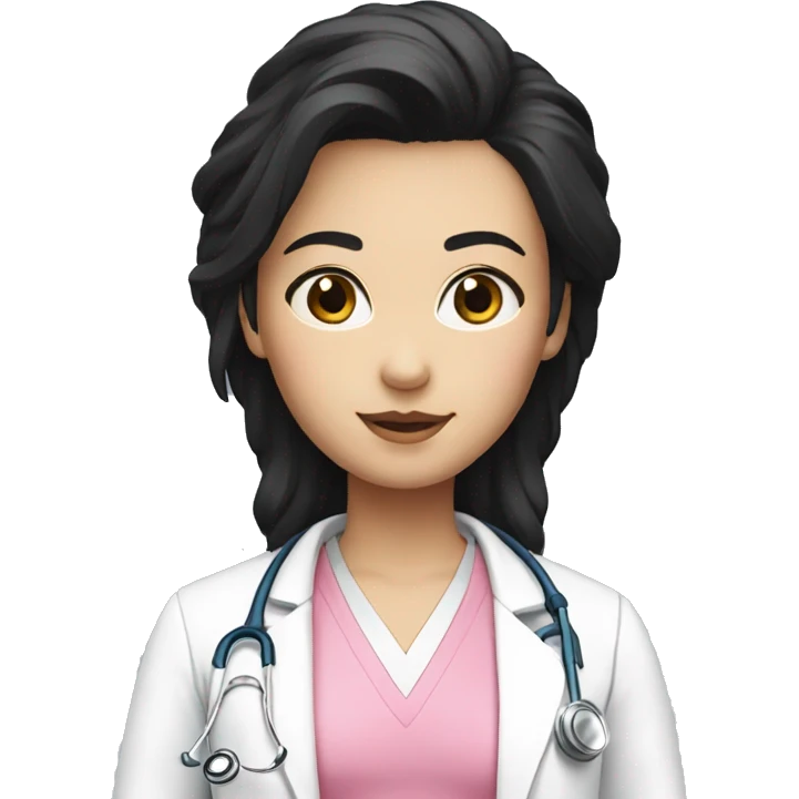 doctor dark black hair pink undershirt with white coat  emoji