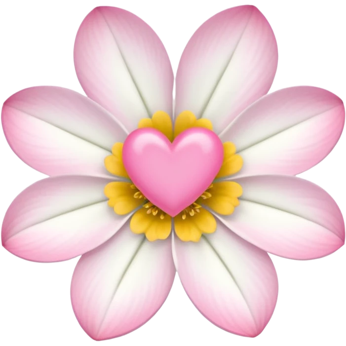 white flower with mini pink heart center emoji