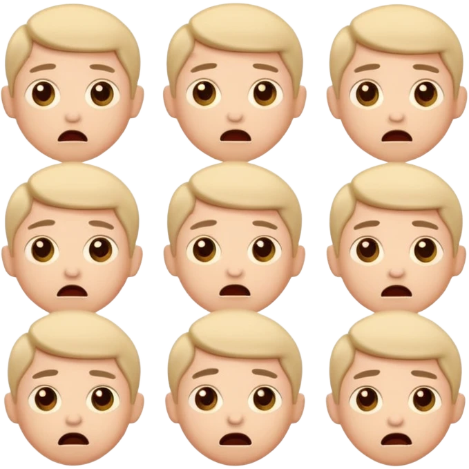 Anxious
 Irritated
 Confused
 Unsure
 Hopeful
Neutral (slightly cautious)
 (Excited → Confused) in cute  human forms emoji