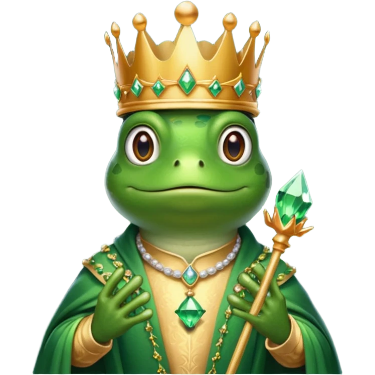 frog King, with crown, crystal and standing, royal cloth emoji