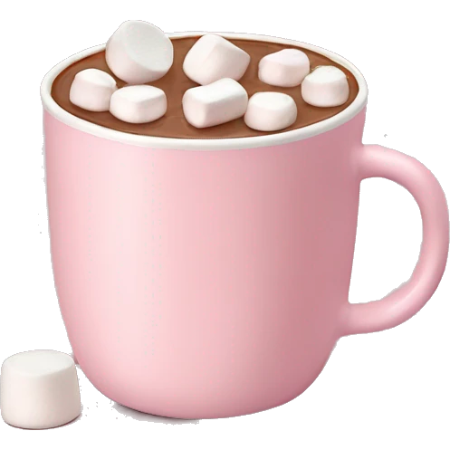 Light Pink mug of hot chocolate with marshmallows  emoji