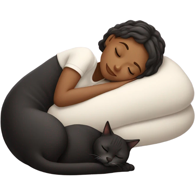 white Girl and cat sleeping emoji