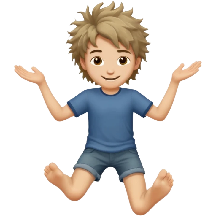 barefooted boy with messy hair emoji