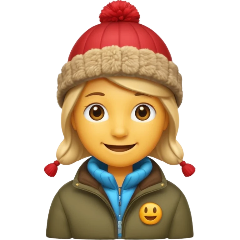 Smile emoji in winter hat and jacket  emoji