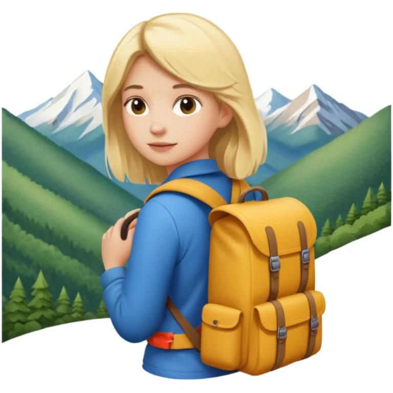 girl back packing mountains background  emoji