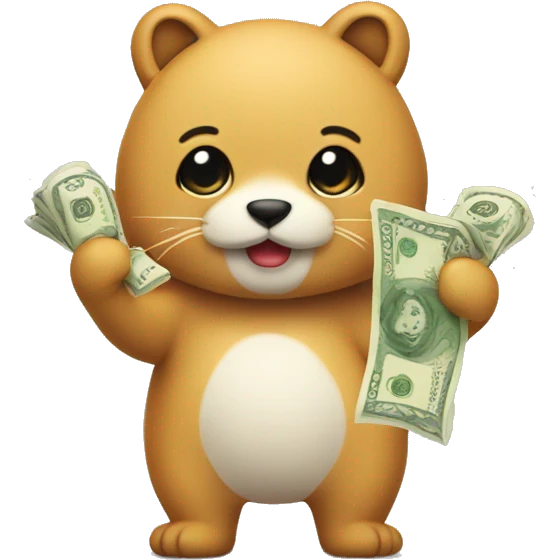 cute animal holding currency ₩ sign emoji