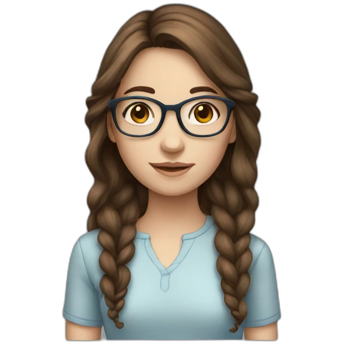glasses girl with shoulder brown hair blue eyes emoji