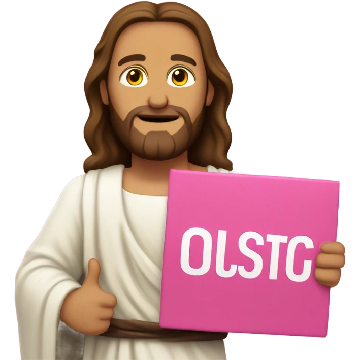 Jesus holding a pink sign that says don’t crash out emoji