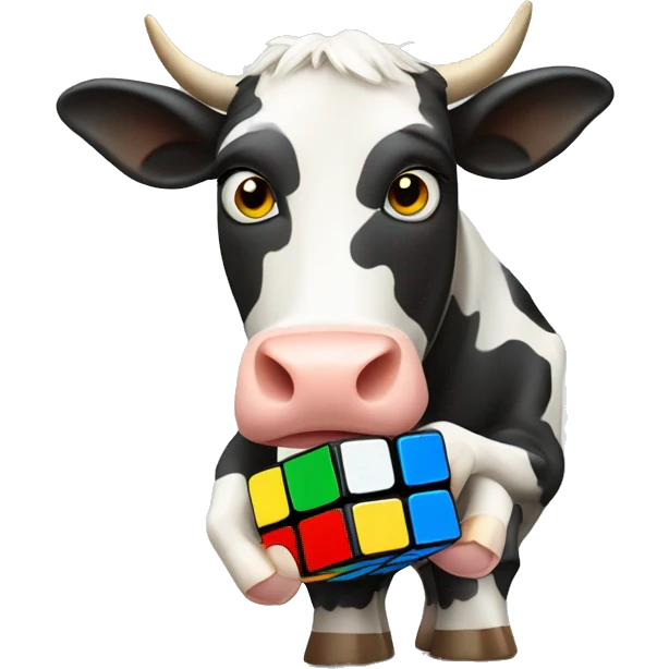 A cow playing rubik’s cube emoji