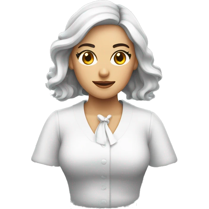 mujer blanca rizada con un lazo en el cuello negro  emoji