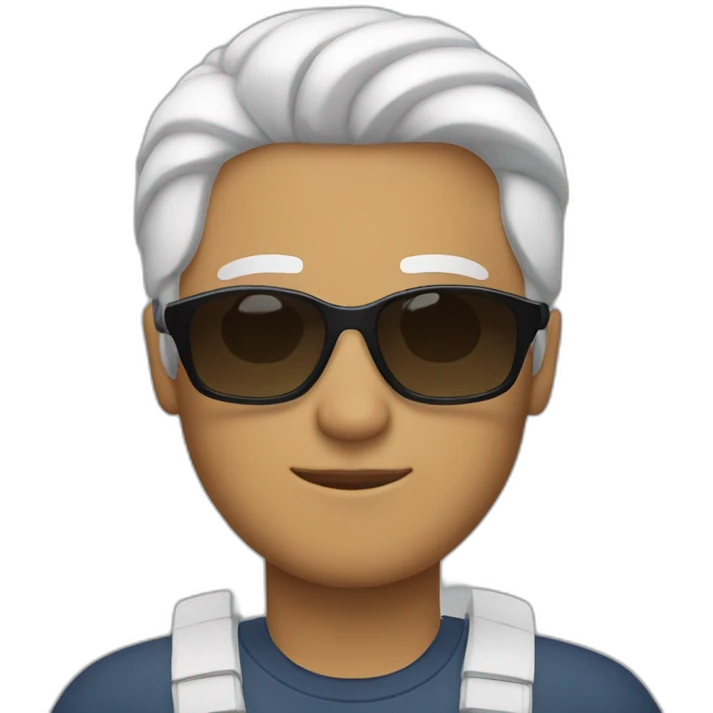 hispanic man with Midpart white hair and sunglasses emoji