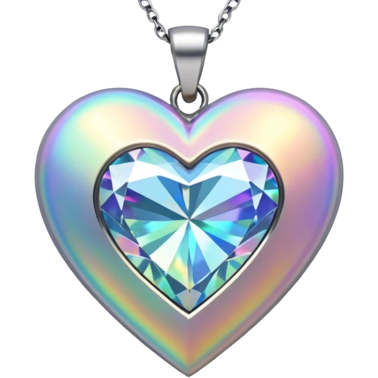 diamond Heart shape pendant holographic emoji