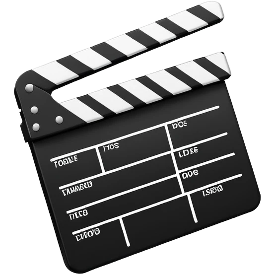 ultra simplified movie clapper with black and white colors, two simple rectangles with a diagonal line emoji