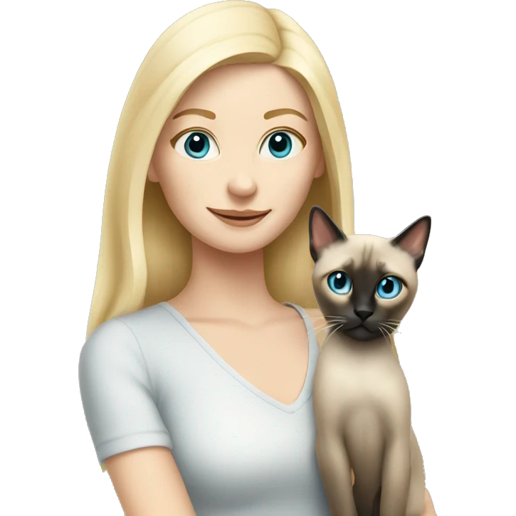 Blonde pale woman with siamese cat emoji