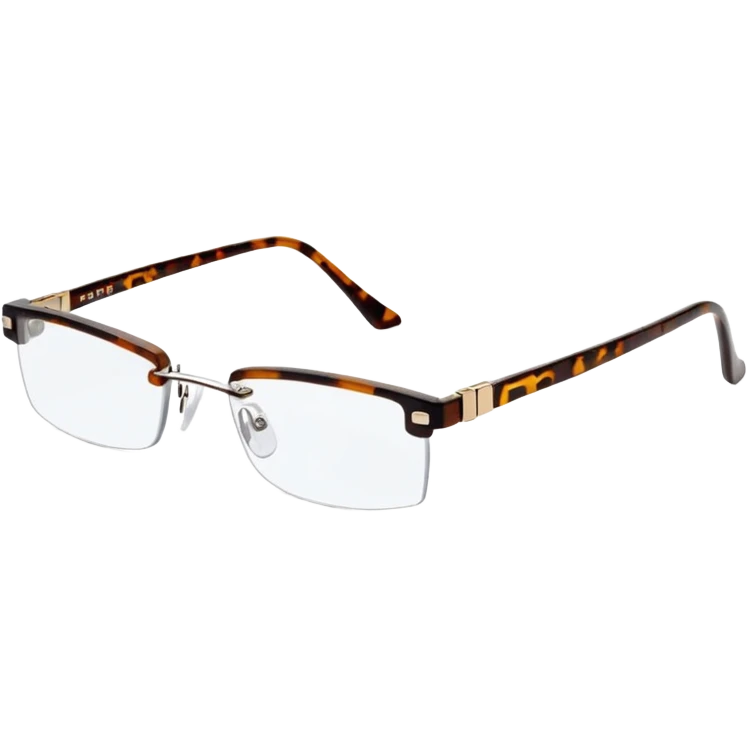 tiny Y2K tortoise printed rimless glasses, narrow rectangular lenses emoji