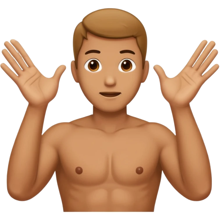 A man who has his balls to big and move yours hands upp and down emoji