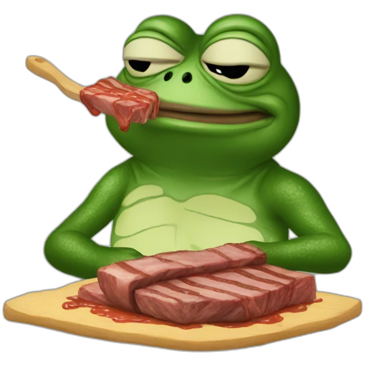 Pepe the frog eating asado emoji