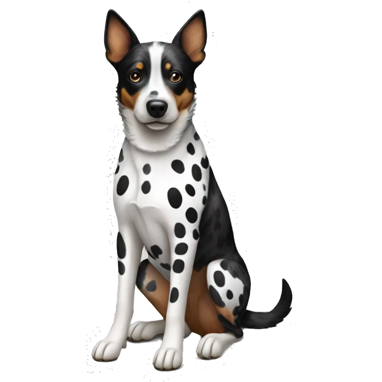 Black and white spotted Australian cattle dog full body emoji