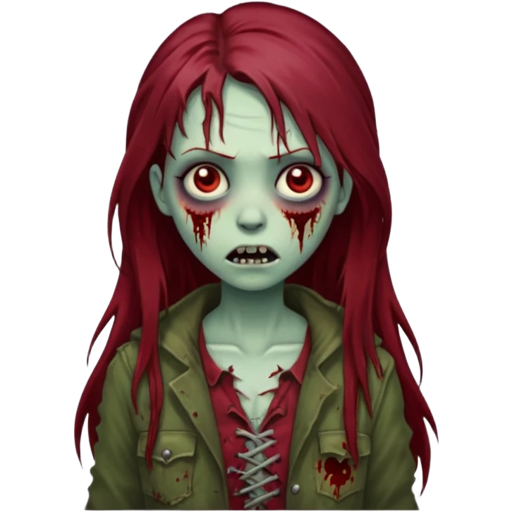 A zombie girl with dark red long hair emoji