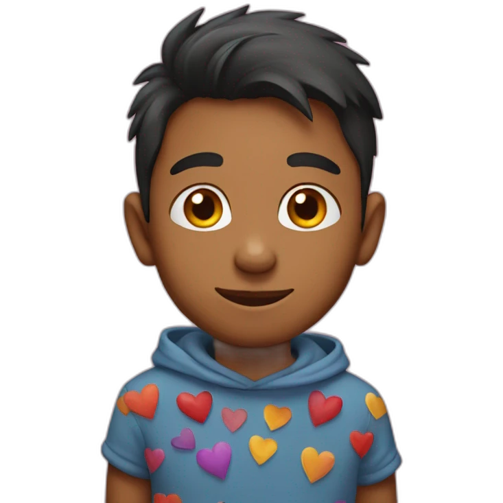 indian boy with love hearts emoji