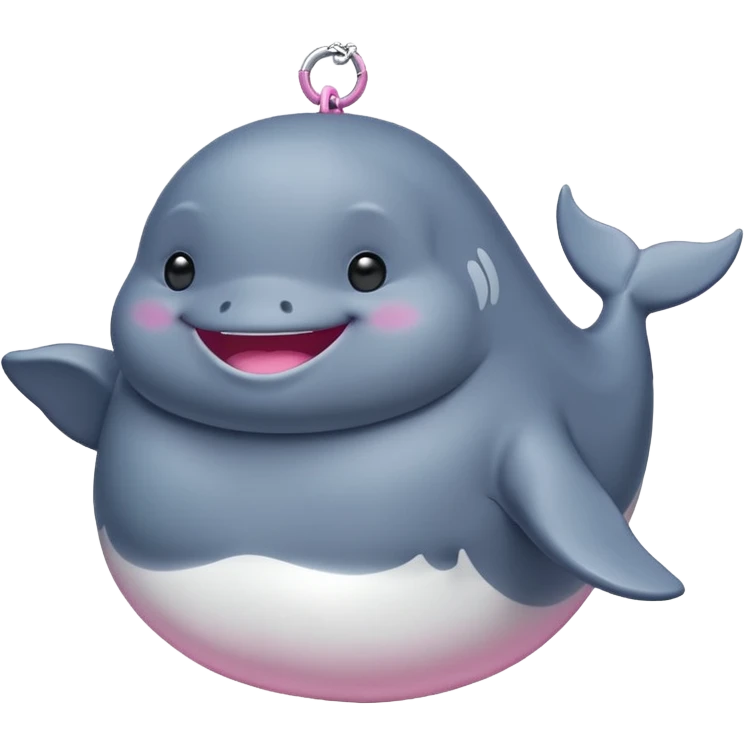 dancing fat whale with pink necklace emoji