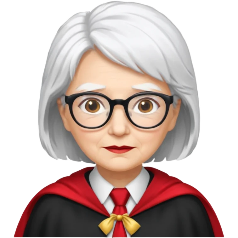 An older woman with glasses and white hair, in a red tie and black cape (might resemble Professor McGonagall). emoji