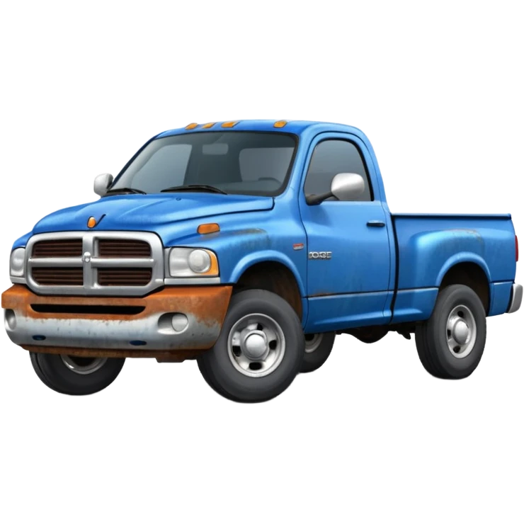2002 dodge truck two wheels on the back blue emoji