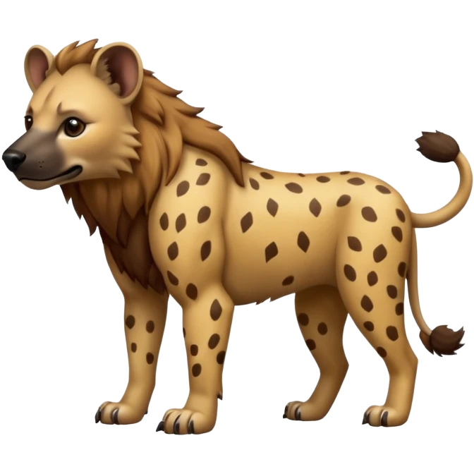 The hyena is something between a lion and a dog. A very subtle distinction.  Full body emoji