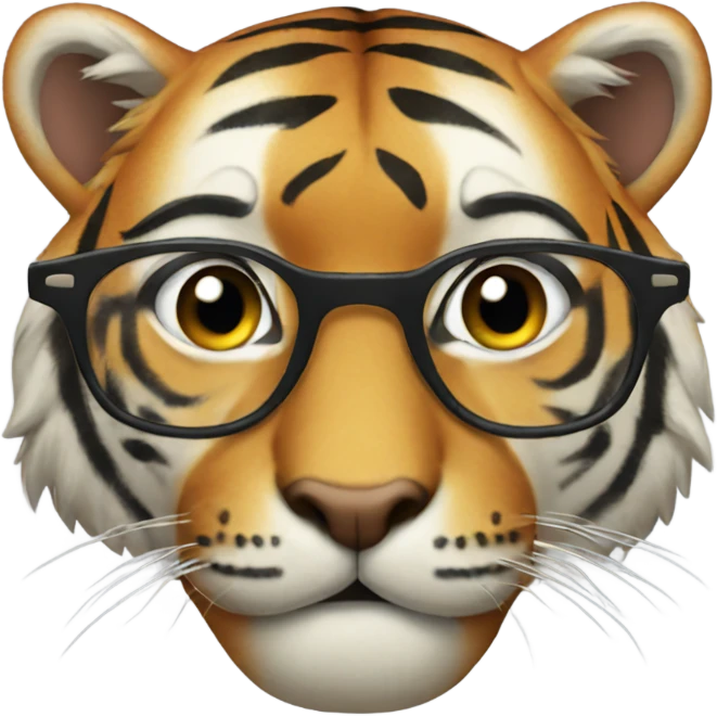 Tiger with eyeglasses emoji