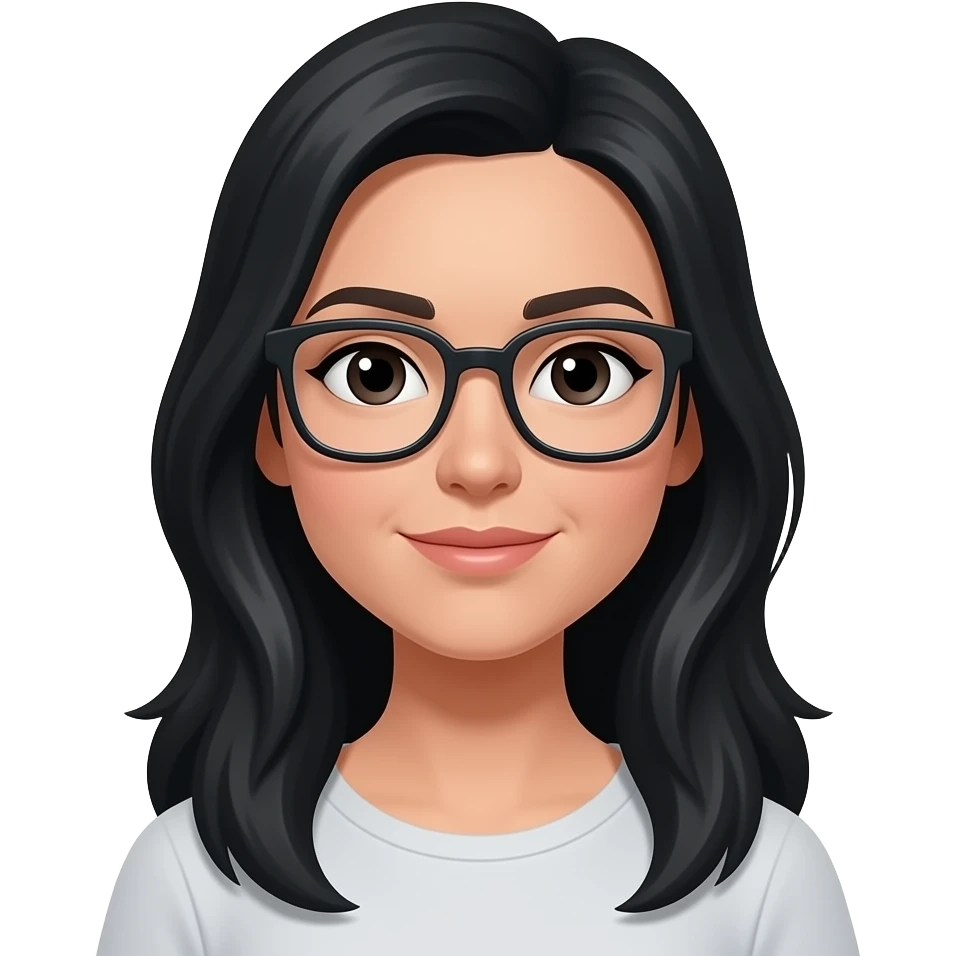 cjeuveux juste en dessous des epaules+ brune + visage long +cheuveux noir+ lunettes stp emoji