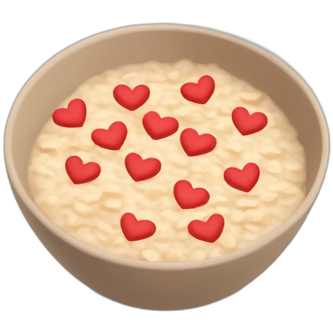 A bowl of oatmeal but with hearts in it emoji